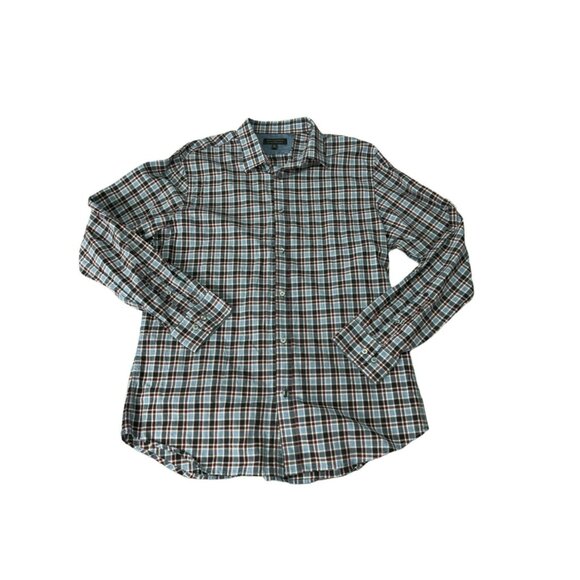 Banana Republic Mens Sz XL Soft Wash Tailored Slim Fit Plaid Long Sleeve Shirt - Picture 2 of 10